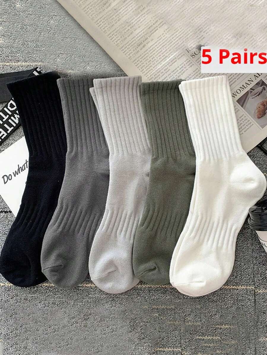 Women's Crew Socks with Ruffled Edge and Ribbed Texture