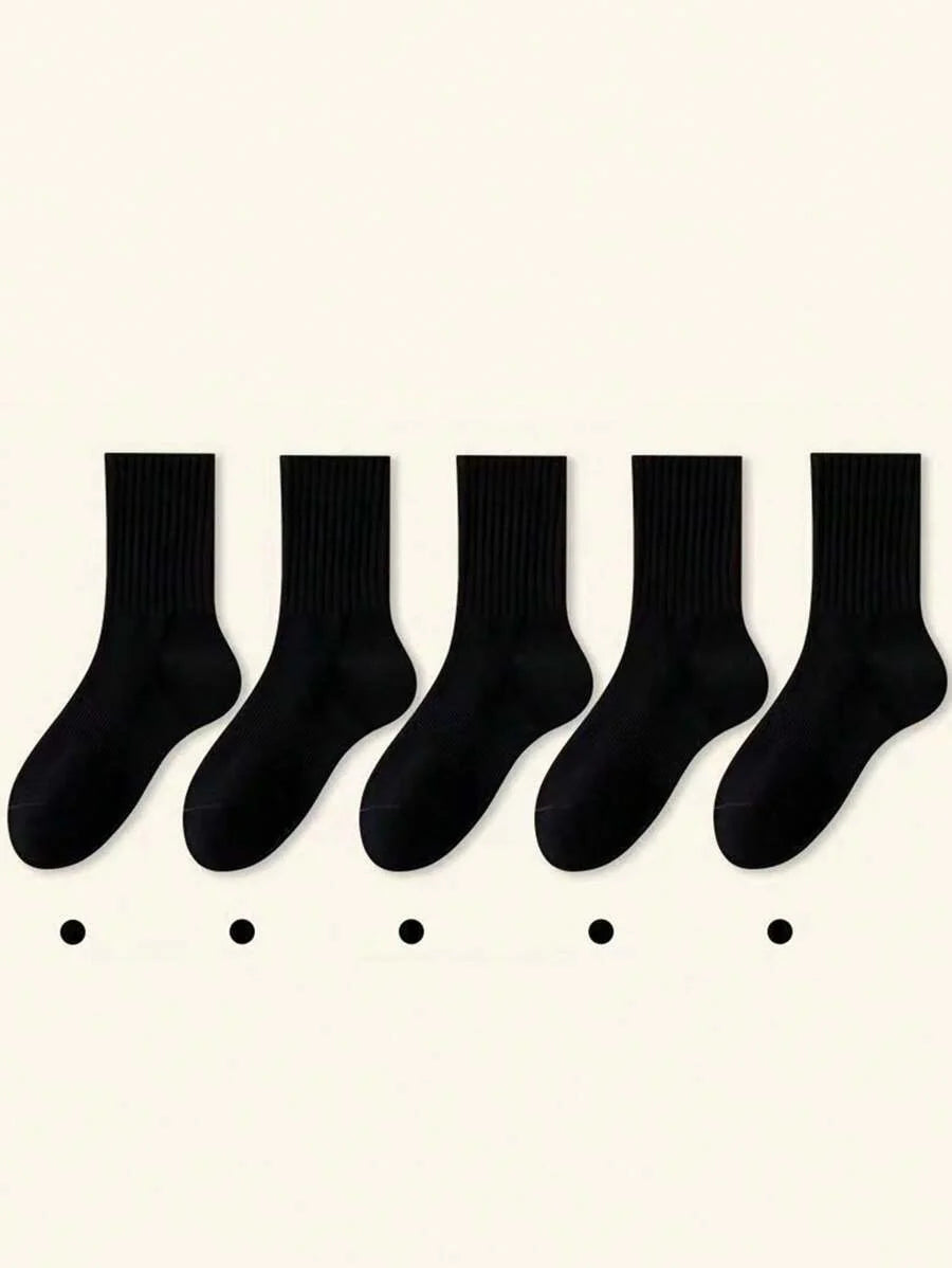 Women's Crew Socks with Ruffled Edge and Ribbed Texture