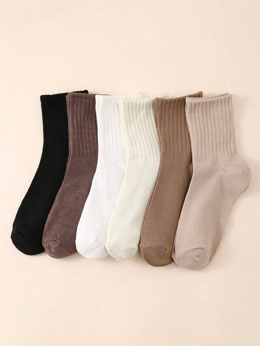 Women's Crew Socks with Ruffled Edge and Ribbed Texture