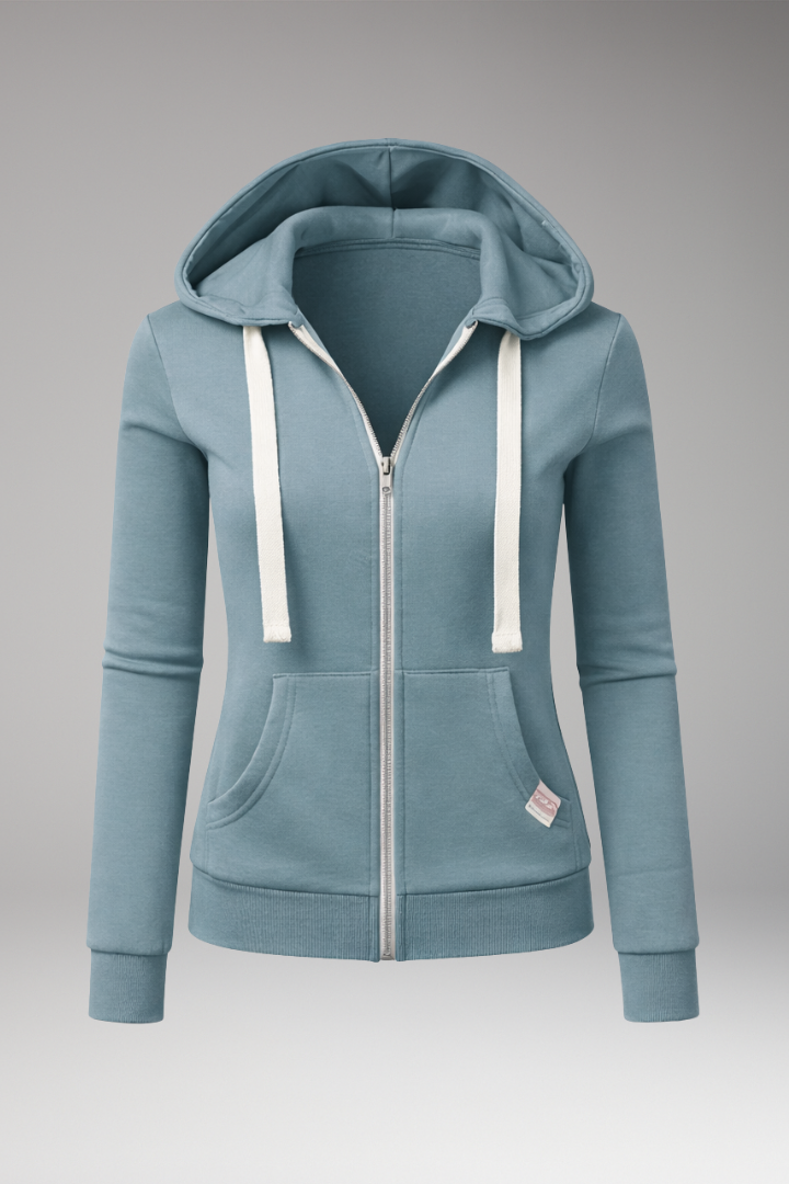 Women's Hoodie with Zipper and Front Pockets