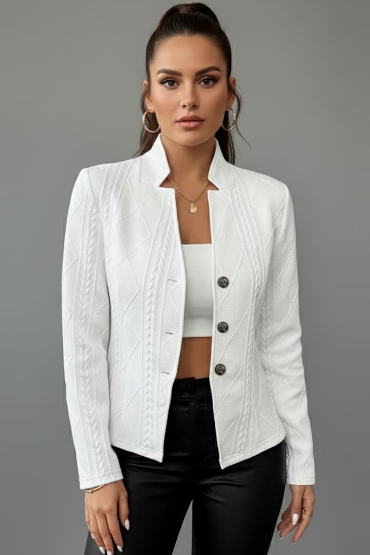 Women's Blazer with Lapel Collar and Button Closure