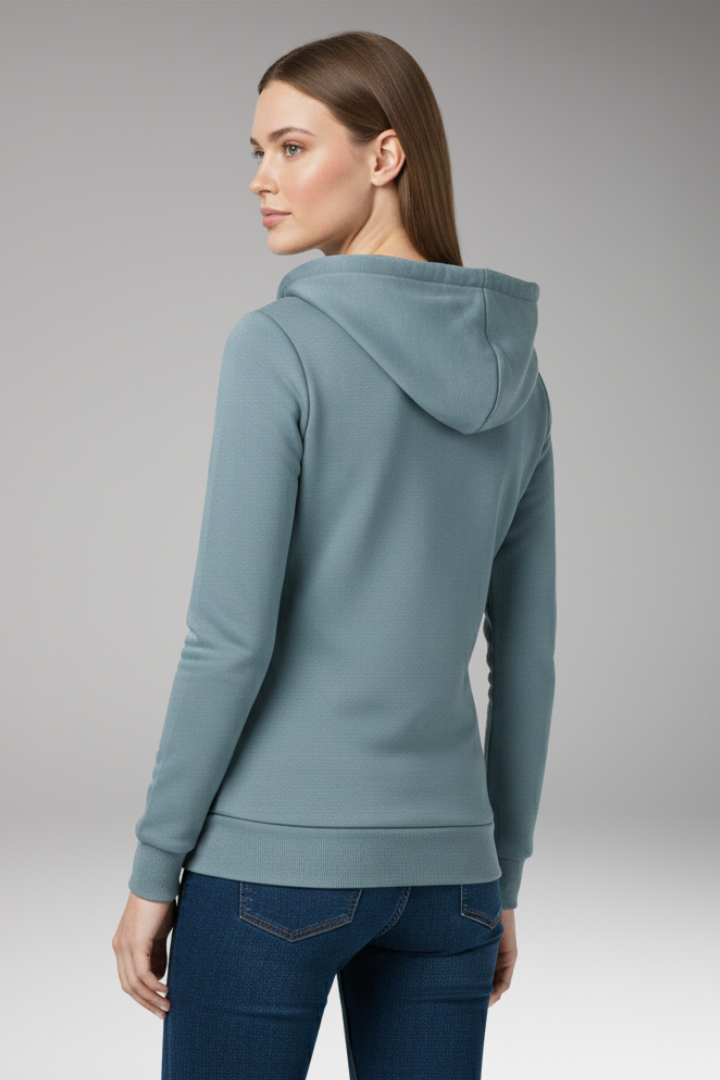 Women's Hoodie with Zipper and Front Pockets