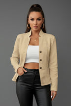 Women's Blazer with Lapel Collar and Button Closure