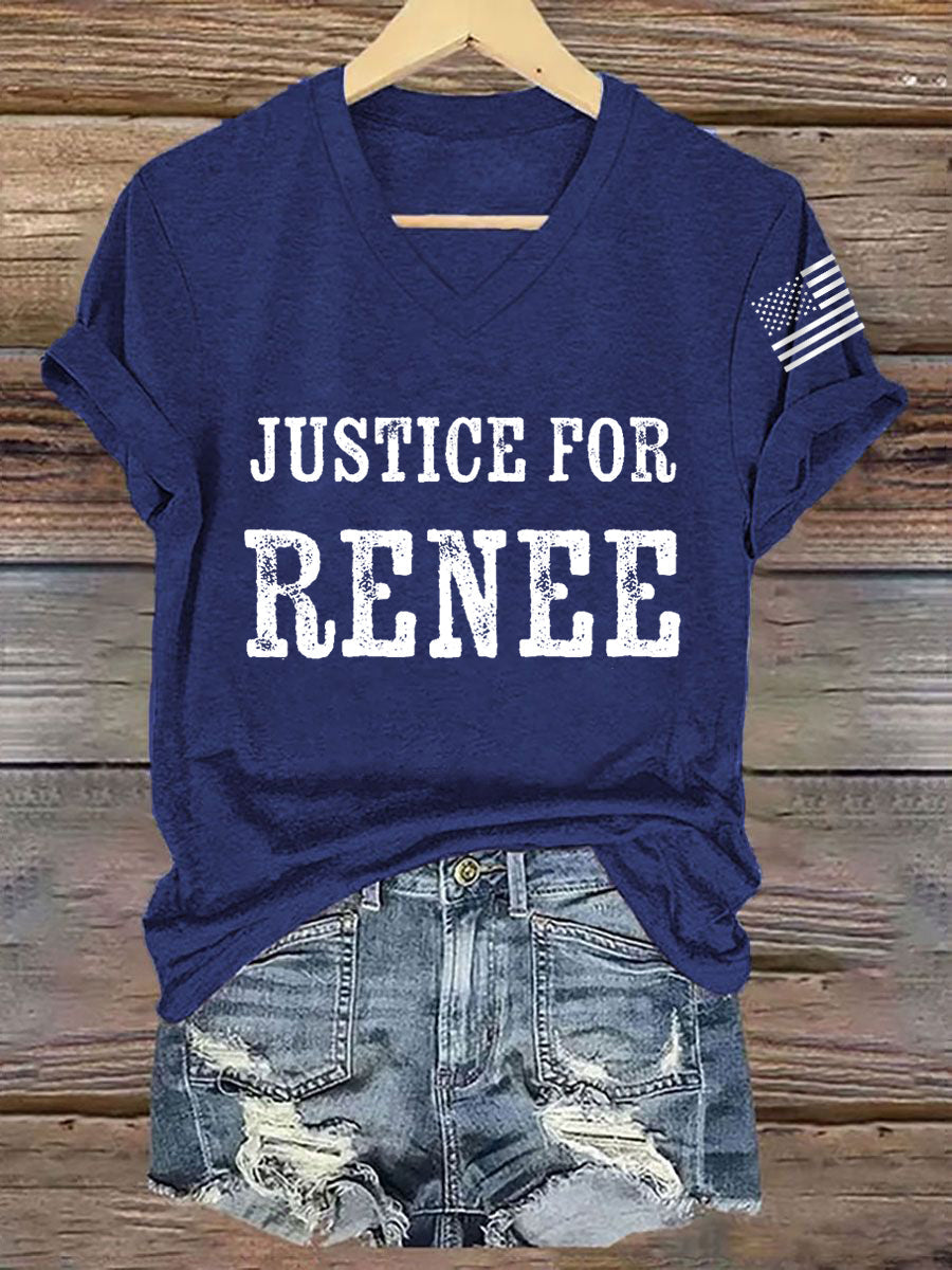T-shirt col V « Justice pour les femmes » pour Renee Nicole Good, manifestation à Minneapolis 