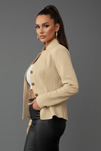 Women's Blazer with Lapel Collar and Button Closure