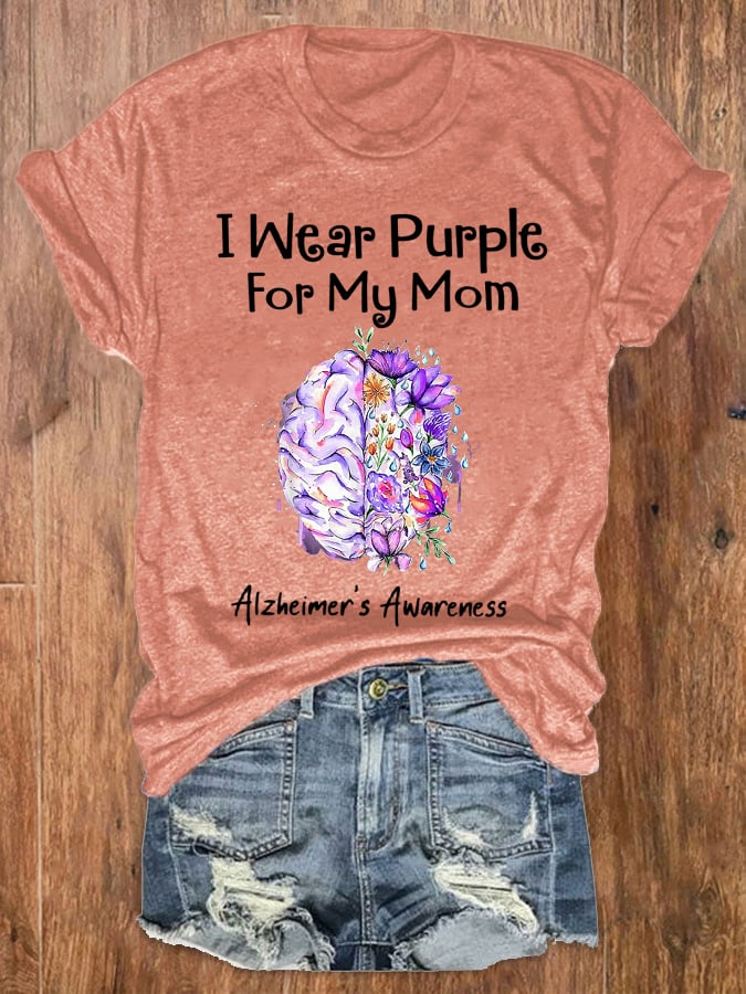 T-shirt pour femmes « Je porte du violet pour ma maman » – Sensibilisation à la maladie d'Alzheimer 
