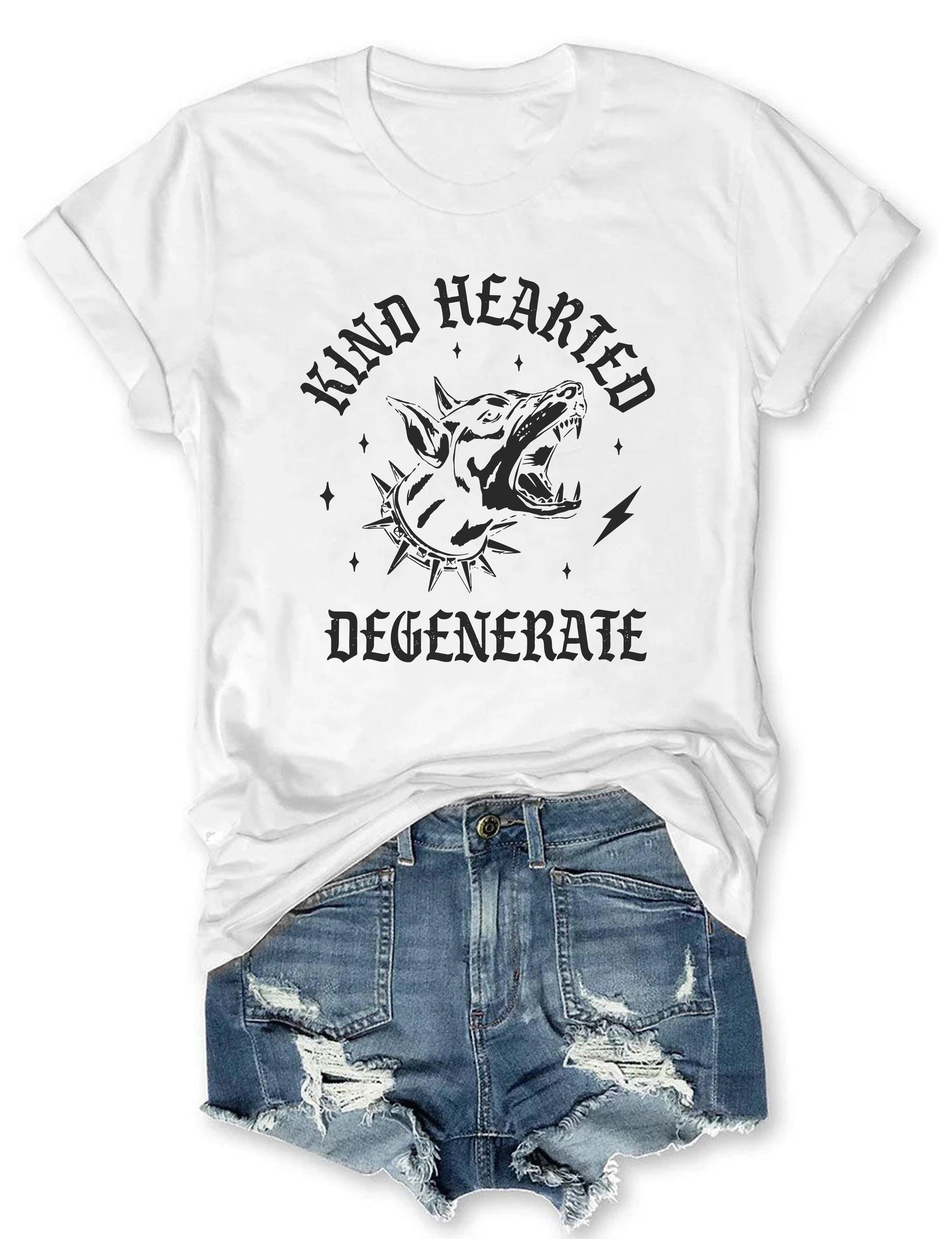 T-shirt graphique humoristique avec citation sarcastique et gentille dégénérée 