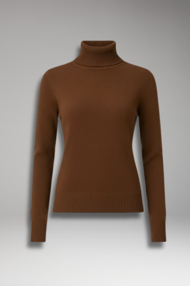 Women's Turtleneck Sweater with Long Sleeves and Ribbed Surface