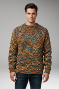 Men's Sweater with Diamond Pattern Texture