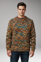Men's Sweater with Diamond Pattern Texture