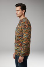 Men's Sweater with Diamond Pattern Texture
