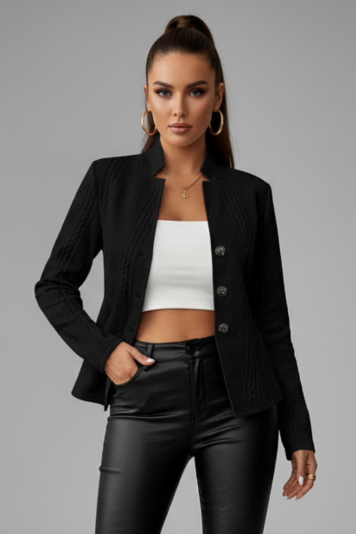 Women's Blazer with Lapel Collar and Button Closure