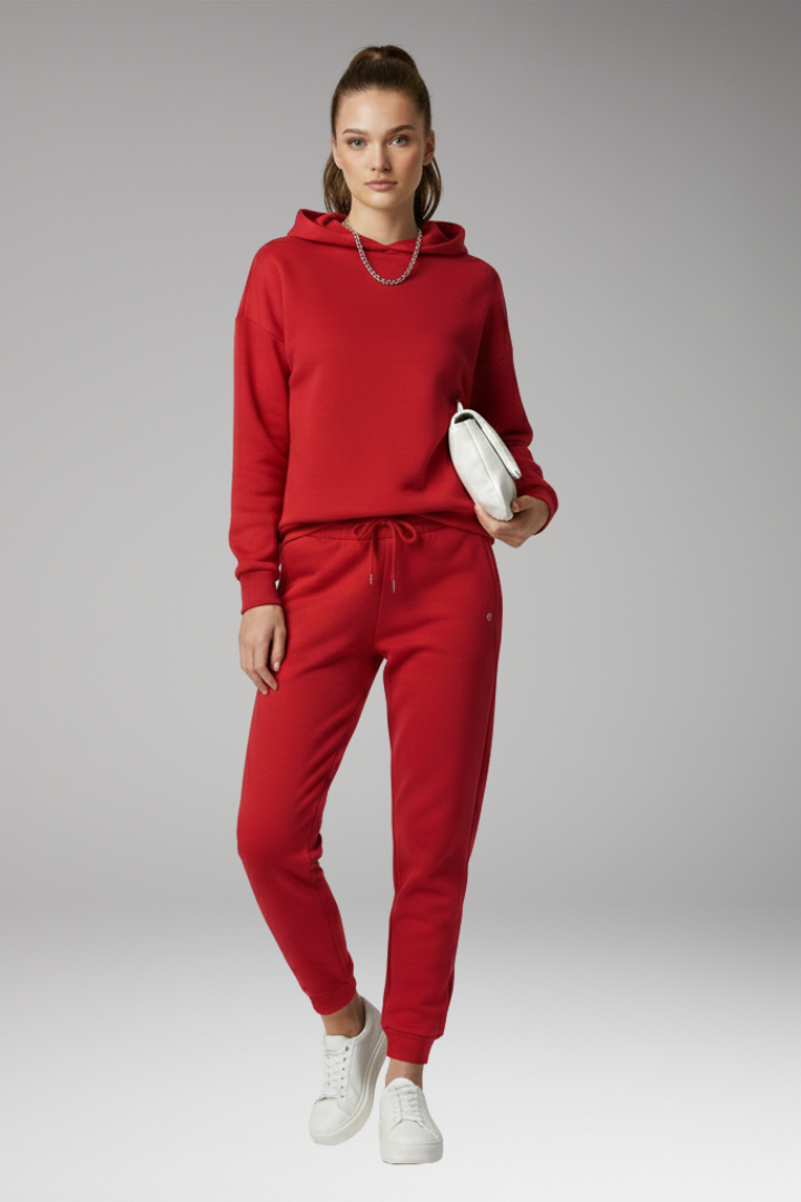 Women's Jogging Pants with Adjustable Waist and Ribbed Cuffs