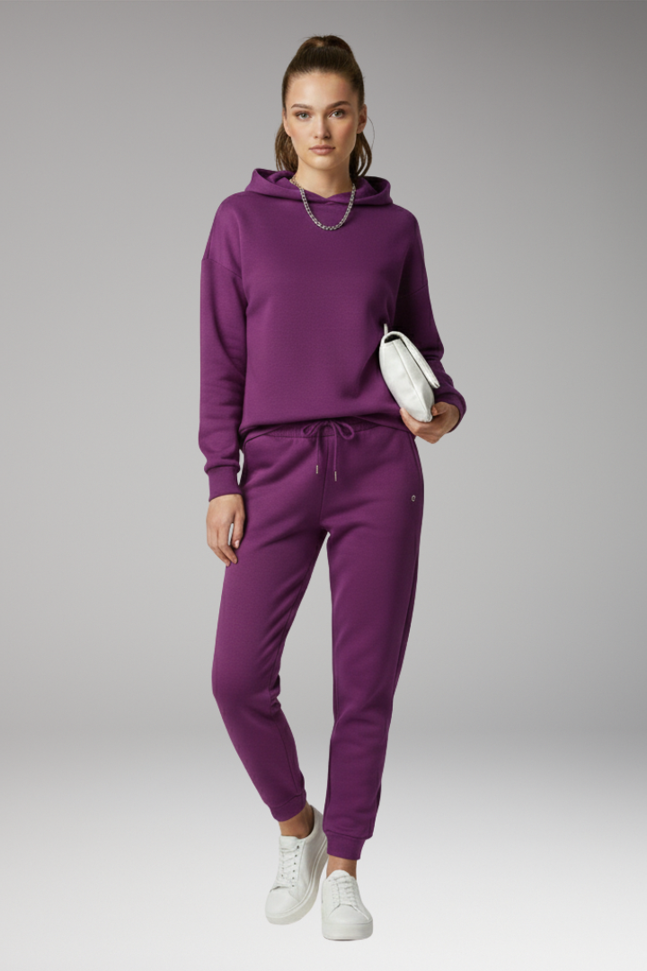 Women's Jogging Pants with Adjustable Waist and Ribbed Cuffs