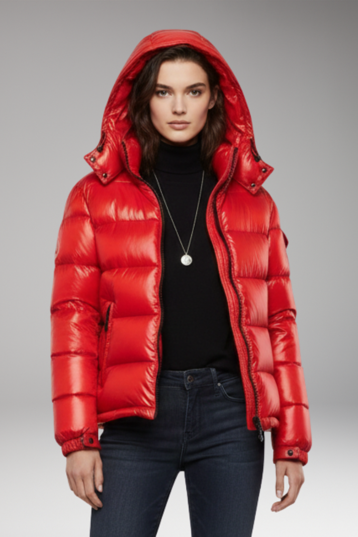 Unisex Puffer Jacket with Hooded Neckline and Quilted Surface