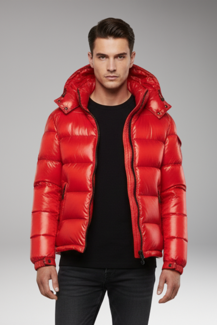Unisex Puffer Jacket with Hooded Neckline and Quilted Surface