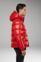 Unisex Puffer Jacket with Hooded Neckline and Quilted Surface