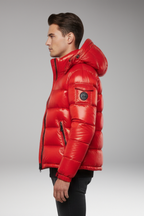 Unisex Puffer Jacket with Hooded Neckline and Quilted Surface