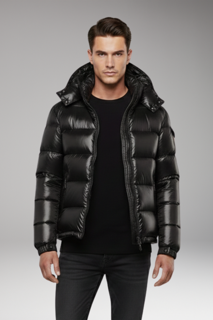 Unisex Puffer Jacket with Hooded Neckline and Quilted Surface