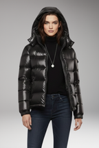 Unisex Puffer Jacket with Hooded Neckline and Quilted Surface