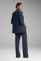 Women's Blazer Suit with Lapel Blazer and Straight-Leg Trousers