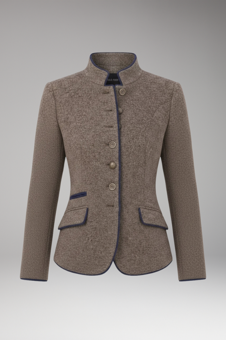 Women's Blazer with Lapel Collar and Button Closure