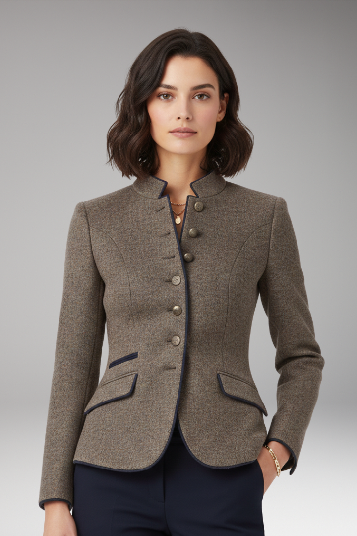Women's Blazer with Lapel Collar and Button Closure