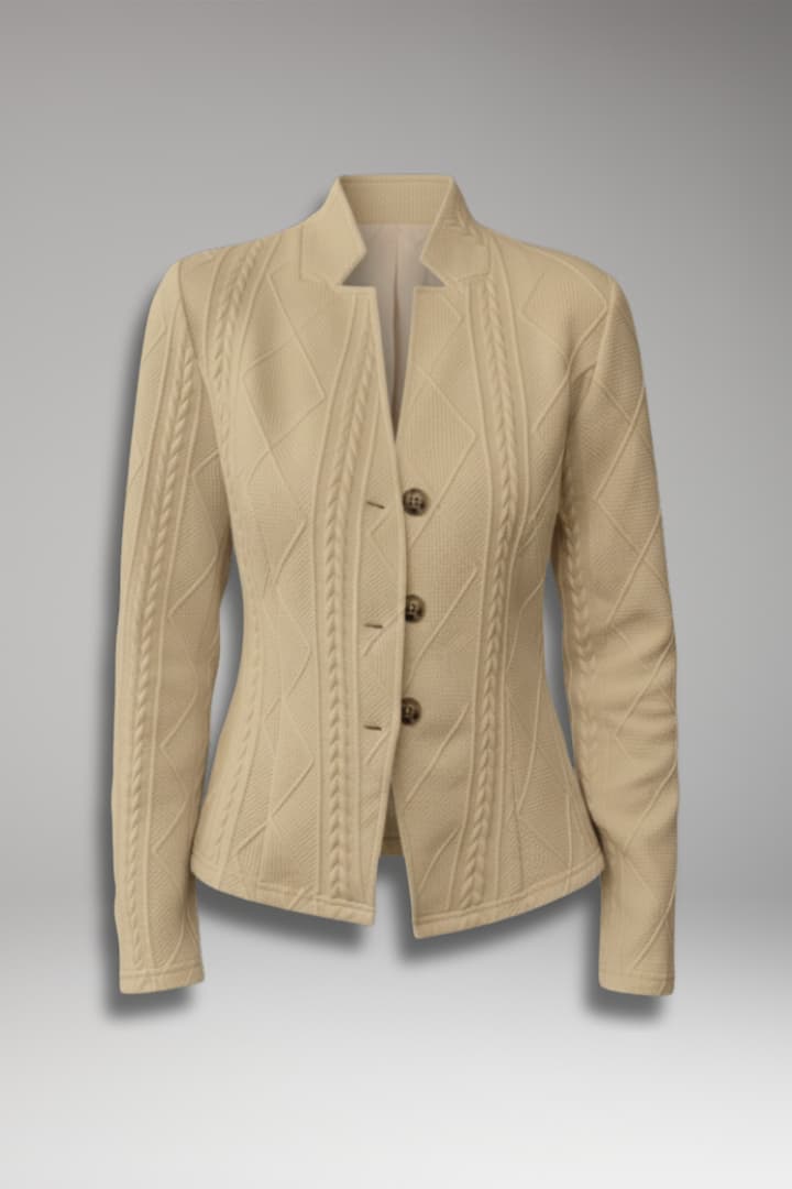 Women's Blazer with Lapel Collar and Button Closure