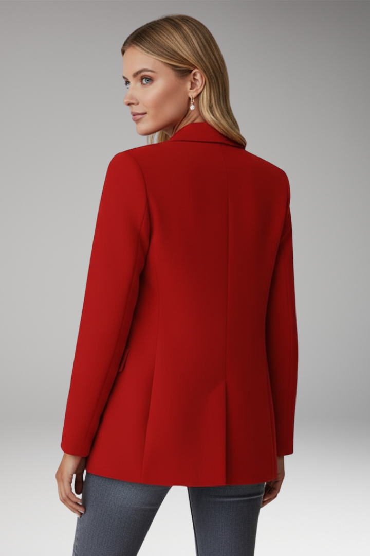 Women's Blazer with Lapel Collar and Single Button