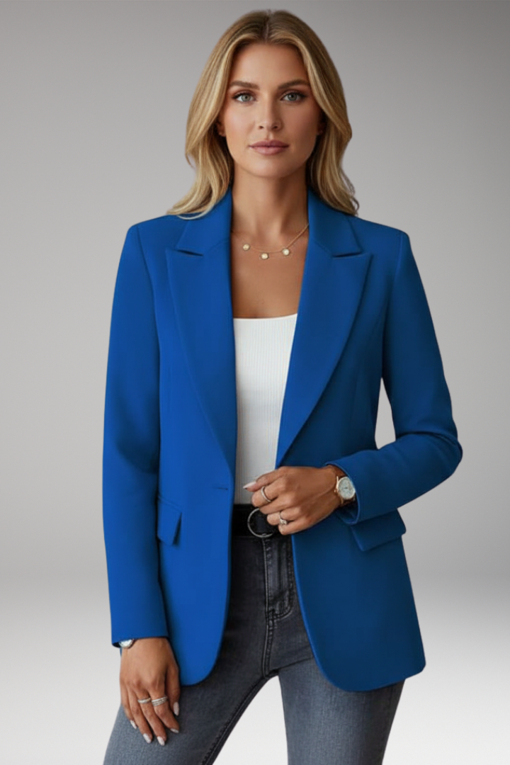 Women's Blazer with Lapel Collar and Single Button