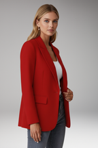Women's Blazer with Lapel Collar and Single Button