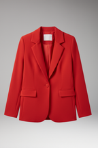 Women's Blazer with Notched Collar and One-Button Closure