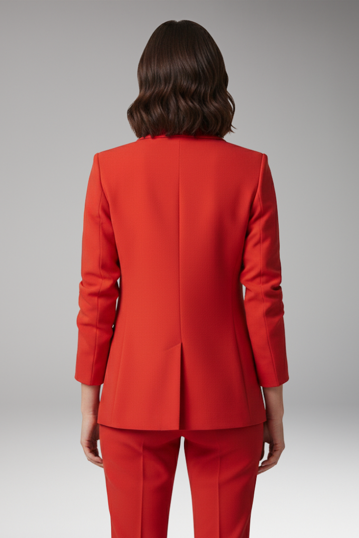 Women's Blazer with Notched Collar and One-Button Closure