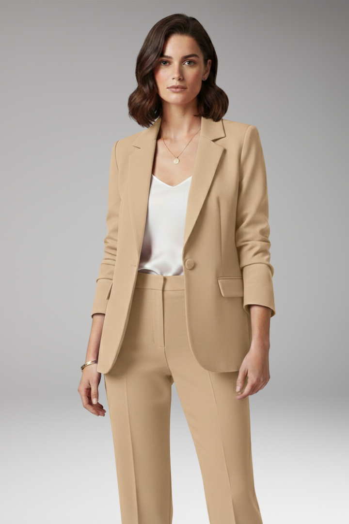 Women's Blazer with Notched Collar and One-Button Closure