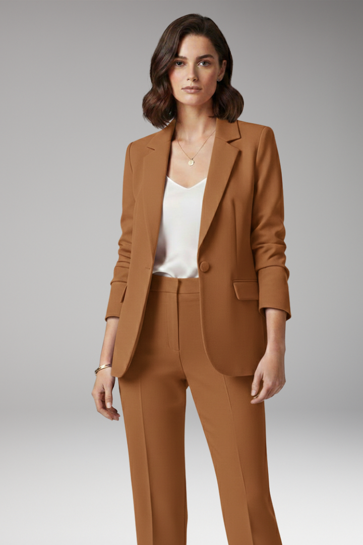 Women's Blazer with Notched Collar and One-Button Closure