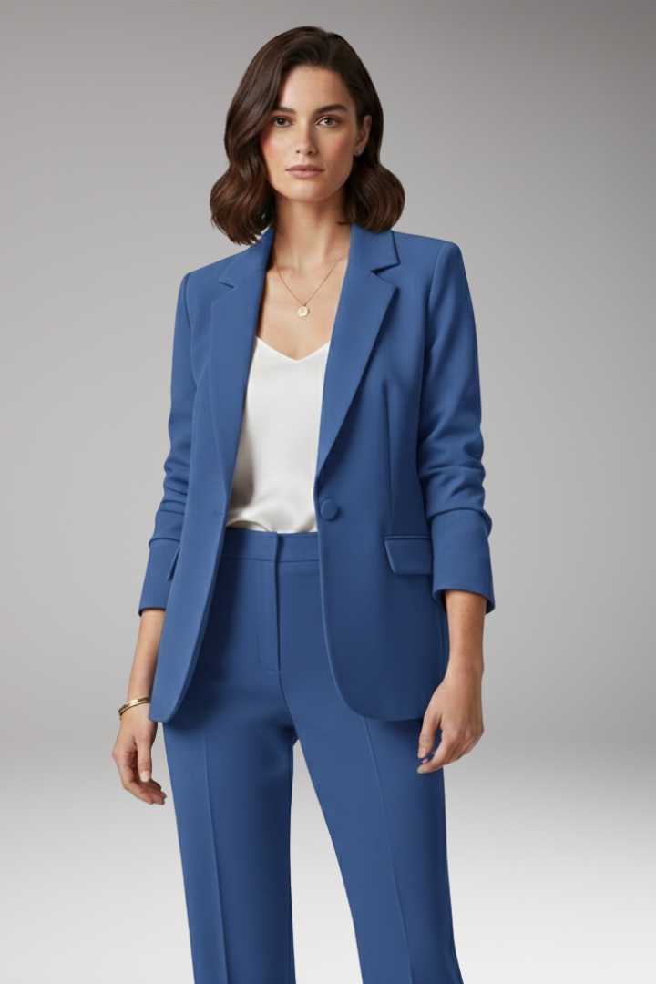 Women's Blazer with Notched Collar and One-Button Closure