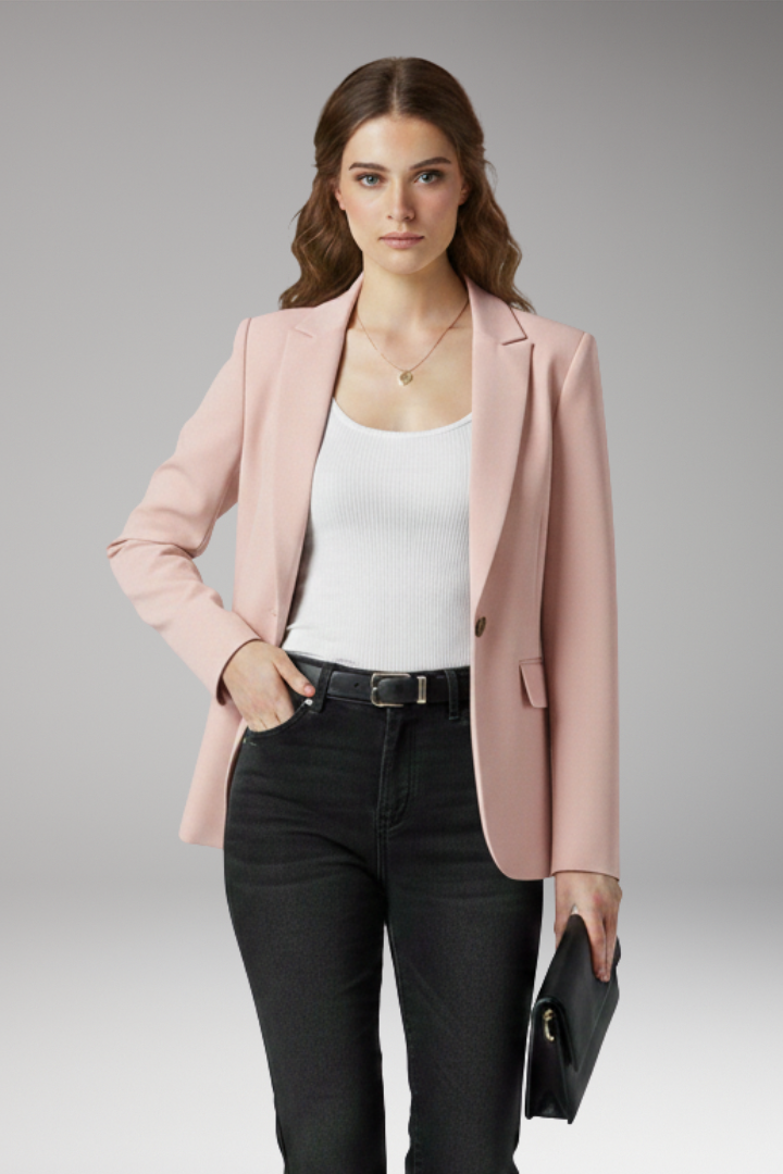 Women's Blazer with Notched Lapel and Button Closure