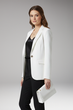 Women's Blazer with Notched Lapel and Button Closure