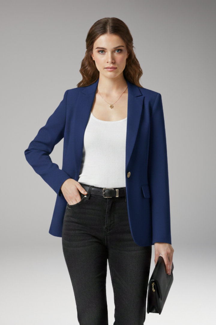 Women's Blazer with Notched Lapel and Button Closure