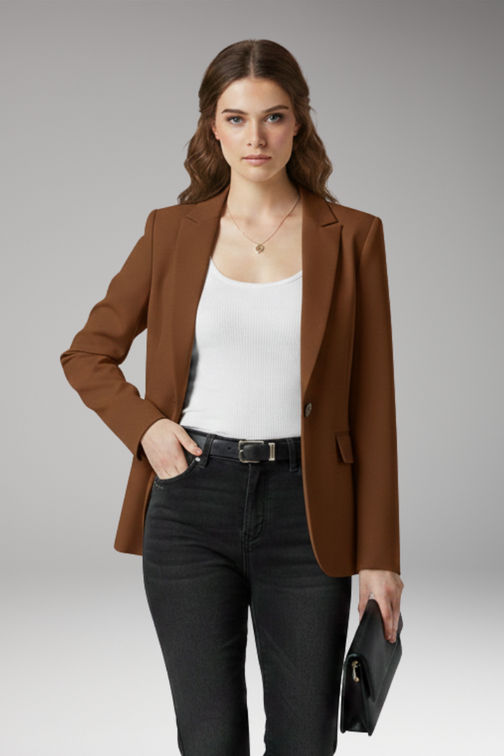 Women's Blazer with Notched Lapel and Button Closure