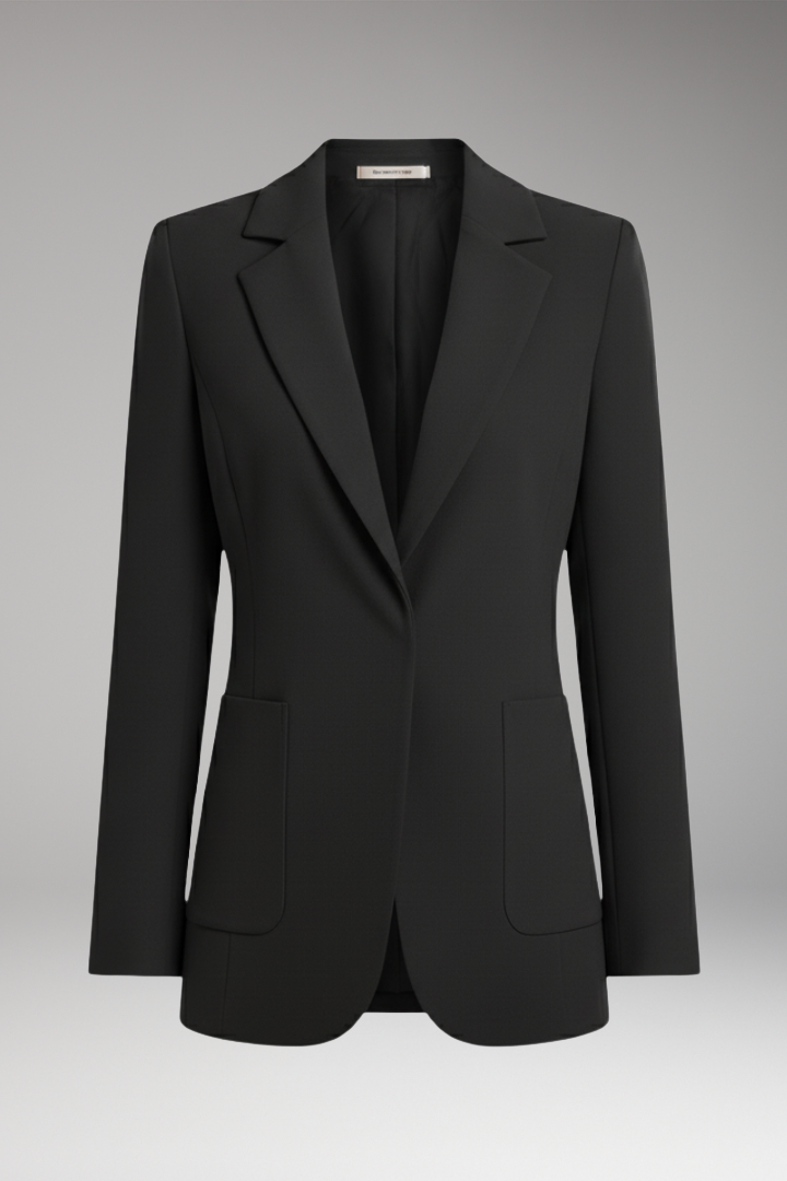 Women's Blazer with Open Front and Lapel Collar
