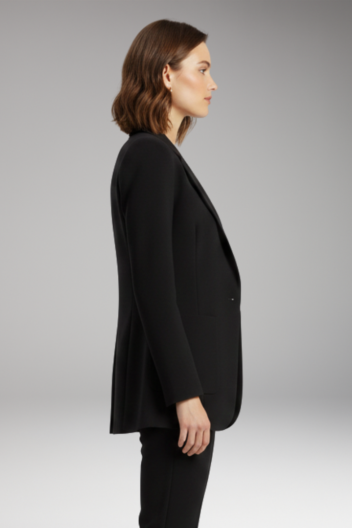 Women's Blazer with Open Front and Lapel Collar