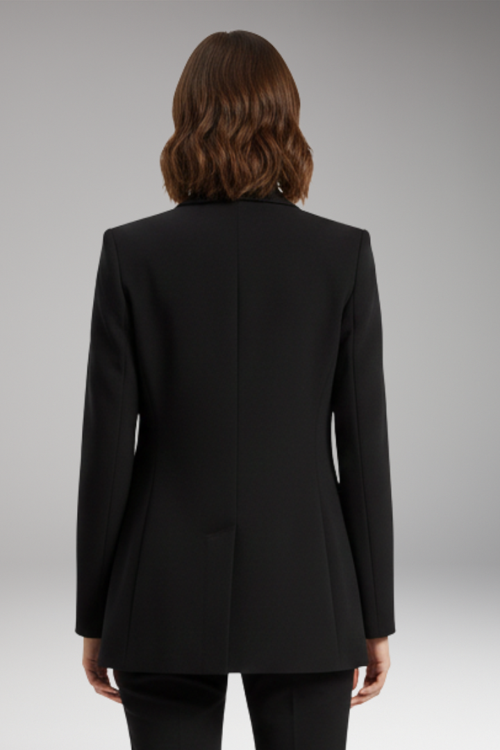 Women's Blazer with Open Front and Lapel Collar