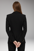 Women's Blazer with Two-Row Button Closure and Decorative Buttons