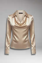 Women's Blouse with Cowl Neckline and Long Sleeves
