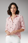 Women's Blouse with Pointed Collar and Button Closure