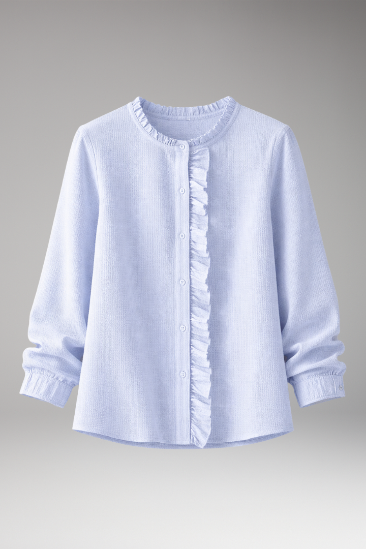 Women's Blouse with Round Neckline and Even Exterior