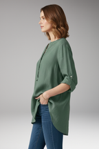 Women's Blouse with V-Neck and Button Placket