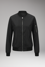 Women's Bomber Jacket with Adjustable Hem and Elastic Cuffs