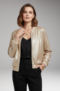 Women's Bomber Jacket with Front Closure and Side Pockets